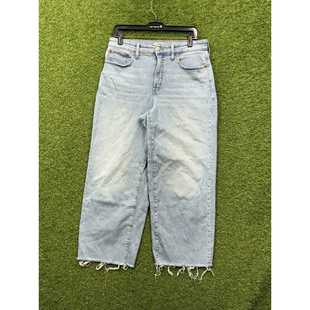 Madewell Wide Leg Jeans Womens 29 The Curvy Perfect Crop Light Wash Denim Baggy